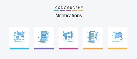 notifiche blu 5 icona imballare Compreso bandiera. notificare. annuncio. notifica. mettere in guardia. creativo icone design vettore