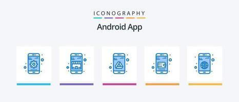 androide App blu 5 icona imballare Compreso globo. app. app. borsa. mobile portafoglio. creativo icone design vettore