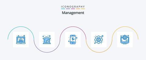 gestione blu 5 icona imballare Compreso gestione. attività commerciale. attività commerciale. seo. gestione vettore