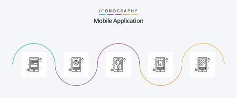 mobile applicazione linea 5 icona imballare Compreso dispositivo. Telefono. app. i phone. App vettore