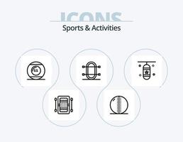gli sport e attività linea icona imballare 5 icona design. bowling. premi. cricket attrezzatura. gli sport attrezzatura. piuma volano vettore