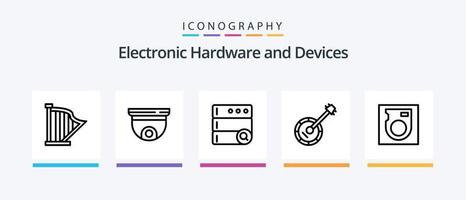 dispositivi linea 5 icona imballare Compreso ricerca. suono. connessione. musica. arpa. creativo icone design vettore