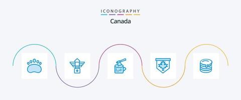 Canada blu 5 icona imballare Compreso torta. Canada. Canada. foglia. legna vettore