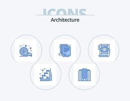 architettura blu icona imballare 5 icona design. carta. impresa architettura. Hotel. documento. scala vettore
