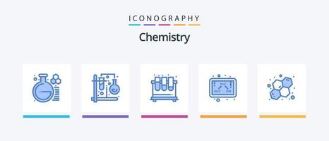 chimica blu 5 icona imballare Compreso studia. etanolo. mescolare. chimica. laboratorio. creativo icone design vettore