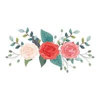 rose carine con rami e foglie icona isolato vettore