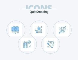 smettere fumo blu icona imballare 5 icona design. stile di vita. cancro. svapare. Fumo. sigaretta vettore