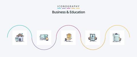 attività commerciale e formazione scolastica linea pieno piatto 5 icona imballare Compreso assumere. riprendere. letteratura. compleanno. soluzione vettore