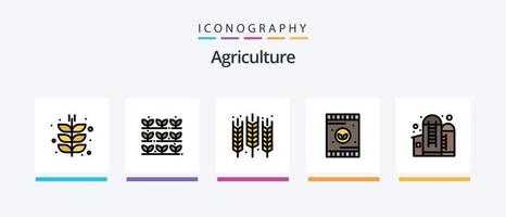 agricoltura linea pieno 5 icona imballare Compreso agricoltura. magazzino. raccolta. fienile. pianta. creativo icone design vettore