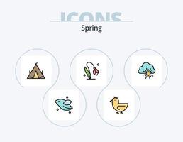 primavera linea pieno icona imballare 5 icona design. primavera. floreale. primavera. fiore. natura vettore