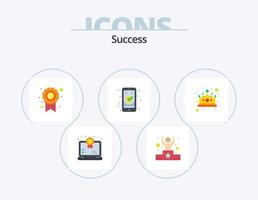 Successo piatto icona imballare 5 icona design. corona. gadget. valutazione. elettronica. verificato vettore