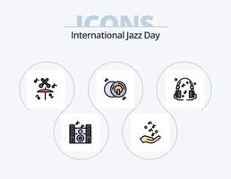 internazionale jazz giorno linea pieno icona imballare 5 icona design. Audio. musica . Radio . violino vettore