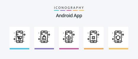 androide App linea 5 icona imballare Compreso . media. dettaglio. comunicazione. dispositivo. creativo icone design vettore