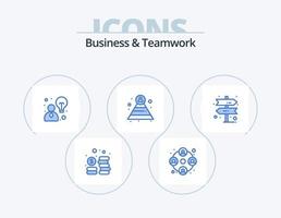 attività commerciale e lavoro di squadra blu icona imballare 5 icona design. . direzione. idea. decisione. struttura vettore