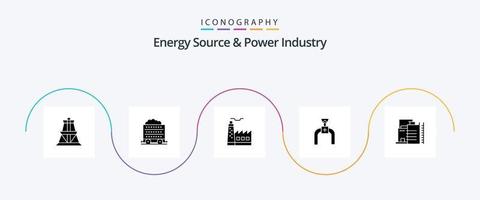 energia fonte e energia industria glifo 5 icona imballare Compreso costruzione. linea. costruzione. gas. tubatura vettore