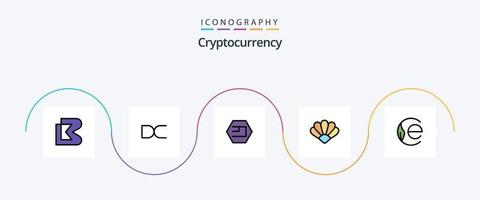 criptovaluta linea pieno piatto 5 icona imballare Compreso moneta. crypto moneta. emercoin. cripto. vongole vettore