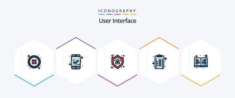 utente interfaccia 25 riga piena icona imballare Compreso leggere. libro. le persone. finanza. lista di controllo vettore