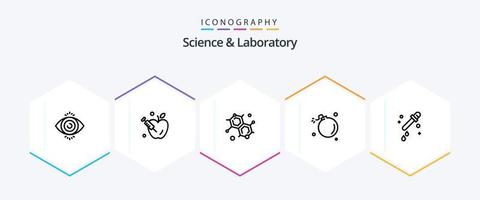 scienza 25 linea icona imballare Compreso . pipetta. scienza. contagocce. meteora vettore