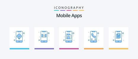 mobile applicazioni blu 5 icona imballare Compreso notizia. applicazione. App Salva. chiamando. mobile. creativo icone design vettore