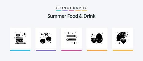 estate cibo e bevanda glifo 5 icona imballare Compreso dolce. sano. dolce. frutta. verdura. creativo icone design vettore