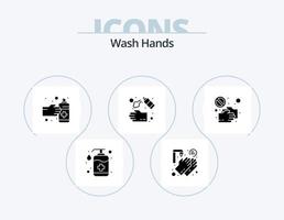 lavare mani glifo icona imballare 5 icona design. lavare. mano. venti secondi. pulizia. spray vettore