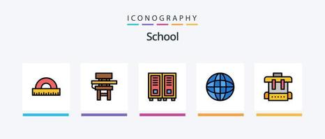scuola linea pieno 5 icona imballare Compreso lettura. biblioteca. formazione scolastica. formazione scolastica. formazione scolastica. creativo icone design vettore