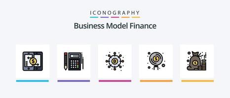 finanza linea pieno 5 icona imballare Compreso prestito. bancario. sicuro. assicurazione. credito. creativo icone design vettore