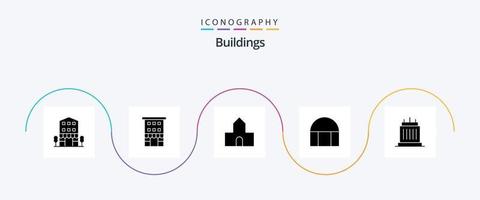 edifici glifo 5 icona imballare Compreso vero. punti di riferimento. cristiano costruzione. proprietà. moschea vettore