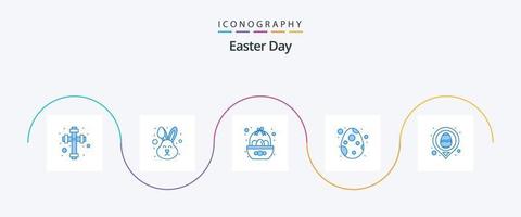 Pasqua blu 5 icona imballare Compreso uovo. celebrazione. ciotola. uovo. decorazione vettore