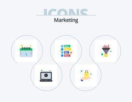 marketing piatto icona imballare 5 icona design. imbuto. sequenza temporale. vendere. marketing. orologio vettore