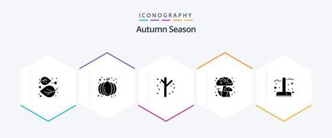 autunno 25 glifo icona imballare Compreso autunno. foresta. zucca. autunno. stagione vettore