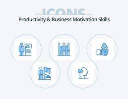 produttività e attività commerciale motivazione abilità blu icona imballare 5 icona design. attività commerciale. miglioramento. abilità. umano. prestazione vettore