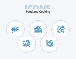 cibo blu icona imballare 5 icona design. . fritto. mare cibo. cibo. verdure vettore