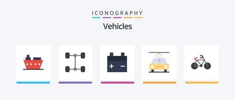 veicoli piatto 5 icona imballare Compreso . furgone. sport. creativo icone design vettore