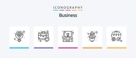 attività commerciale linea 5 icona imballare Compreso presentazione. flusso di lavoro. Borsa. pianificazione. ufficio. creativo icone design vettore