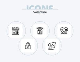 San Valentino linea icona imballare 5 icona design. amante. letto. cuore. matrimonio carta. documento vettore