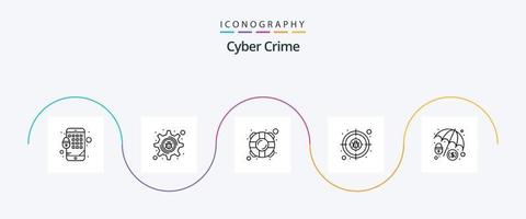 informatica crimine linea 5 icona imballare Compreso pirata. informatica crimine. vita. obbiettivo. informatica vettore