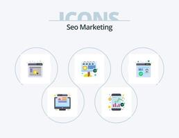 SEO marketing piatto icona imballare 5 icona design. marketing. marketing. cpc. anno Domini. annuncio pubblicitario vettore