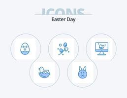 Pasqua blu icona imballare 5 icona design. . uovo. Pasqua. schermo. vacanza vettore