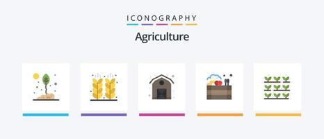 agricoltura piatto 5 icona imballare Compreso agricoltura. azienda agricola. campo. mele. azienda agricola. creativo icone design vettore