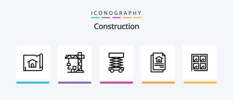 costruzione linea 5 icona imballare Compreso carta geografica. redazione. documento. costruzione. fuoco. creativo icone design vettore