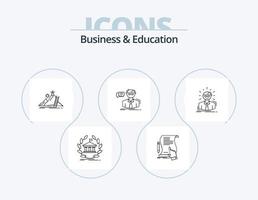 attività commerciale e formazione scolastica linea icona imballare 5 icona design. in linea. consultazione. i soldi. carriera. sviluppo vettore
