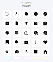 creativo instagram 25 glifo solido nero icona imballare come come imposta. instagram. interfaccia. navigazione. instagram vettore