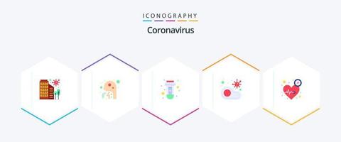 coronavirus 25 piatto icona imballare Compreso cuore. no. sangue. carne. infetto vettore