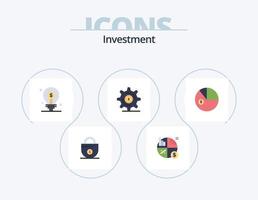 investimento piatto icona imballare 5 icona design. analisi. i soldi. lampadina. investimento. investimento vettore