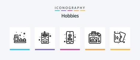 Hobby linea 5 icona imballare Compreso . passatempo. passatempo. tavola. filato. creativo icone design vettore