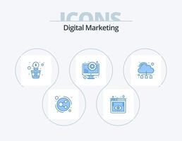 digitale marketing blu icona imballare 5 icona design. connessione. seo. dollaro. ottimizzazione. blog vettore