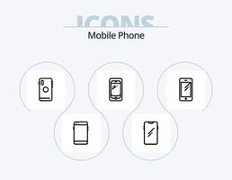 mobile Telefono linea icona imballare 5 icona design. . Indietro. vettore