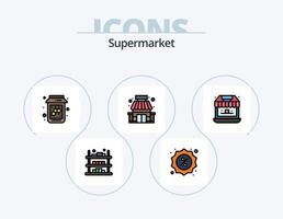 supermercato linea pieno icona imballare 5 icona design. Farina sacco. Farina. cereale. verdura. shopping vettore