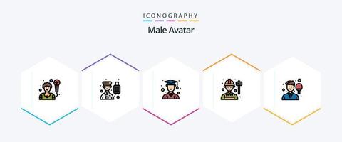 maschio avatar 25 riga piena icona imballare Compreso uomo. avatar. avatar. lavoro duro e faticoso. ingegnere vettore